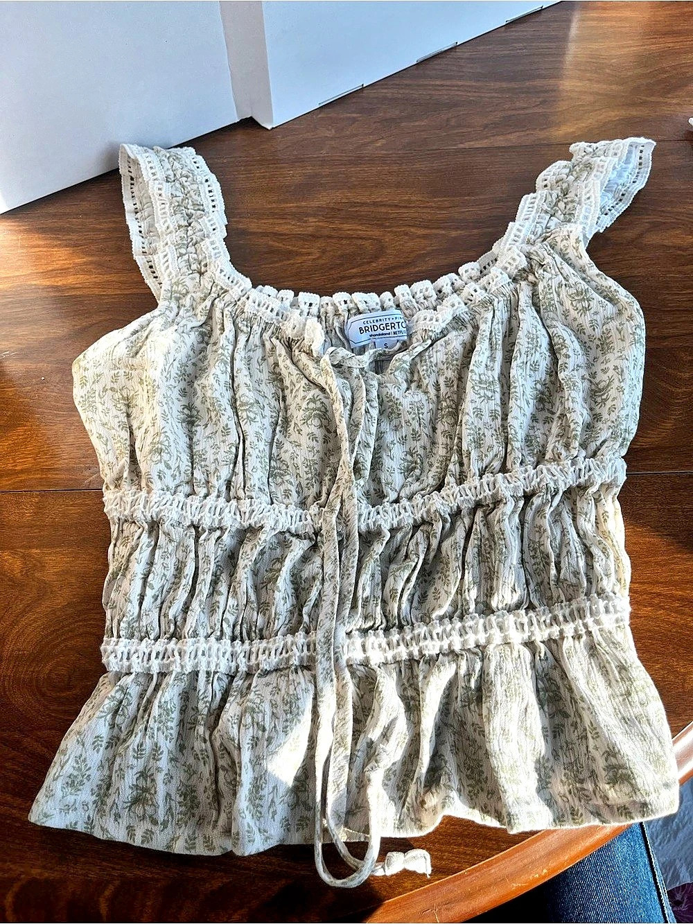 Celebrity Pink Bridgerton Tiered Corset Top Floral Cream